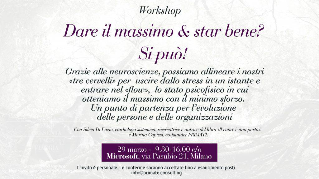 5/04/2019 – Workshop: Dare il massimo e star bene? Si può!