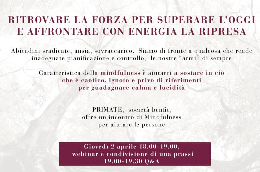 2/04/2020 – La Mindfulness per il benessere
