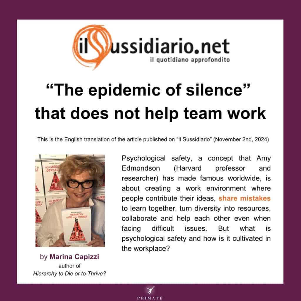“The epidemic of silence” that does not help team work